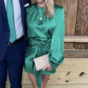 Hazel Boutique Satin Green Mini Dress NWT